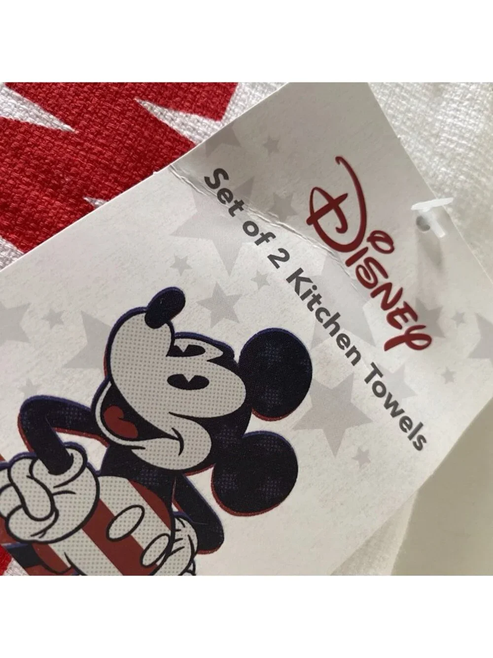 Set Of 2 Disney Mickey Mouse Kitchen Towels Howdy Y'All Patriotic‎ Cowboy NEW
